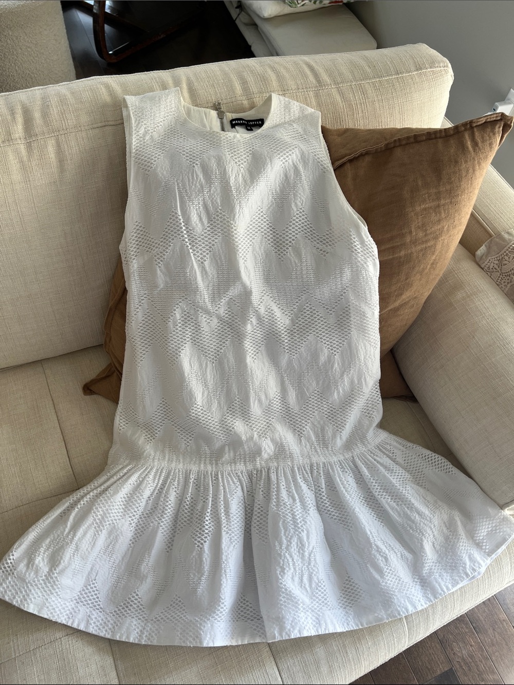 Markus Lupfer White Textured Sleeveless Dress